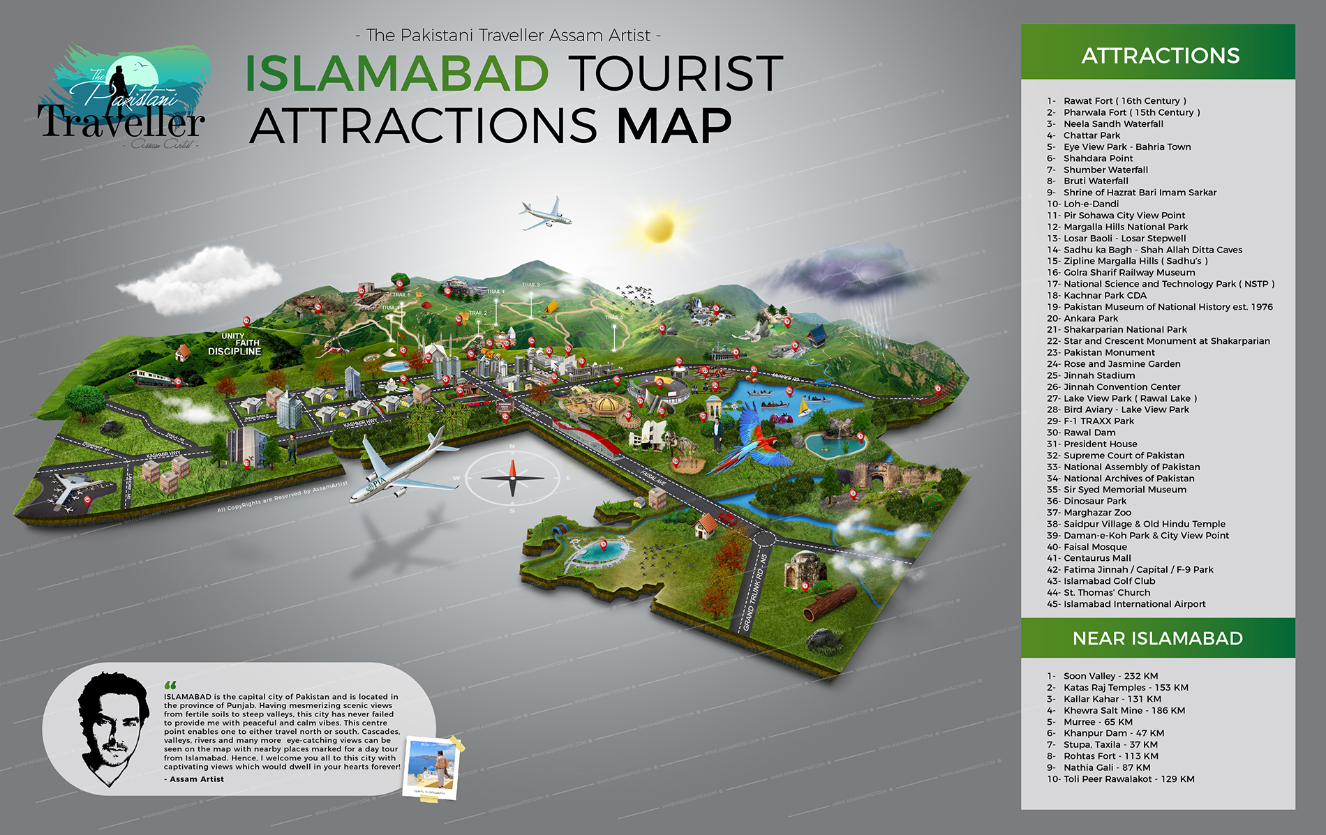 Islamabad Tourist Attractions map and city guide map